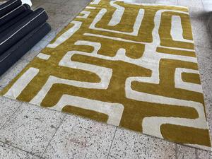 Alfombra Lavable de Lana/Seda Anudada a Mano con Patrón Geométrico Moderno, Pelo Alto Extra Grueso para Uso Doméstico y Comercial - Product Image 3