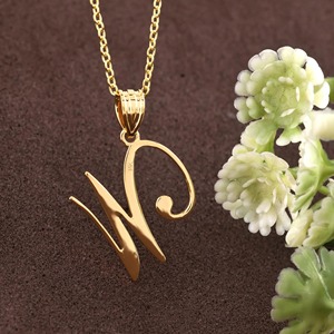 Customize Letter <b>Pendant</b> Diamond Letter W Initial <b>Pendant</b> Necklace Dainty Monogram Necklace 925 Silver & <b>Gold</b> Pendent for Women - Product Image 4