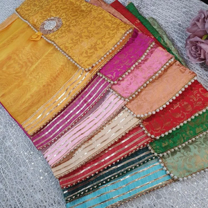 Nouveauté Pochettes en forme d'enveloppe de travail en dentelle de soie Gota faites à la main pour les pochettes d'emballage Saree de faveur de mariage - Product Image 6