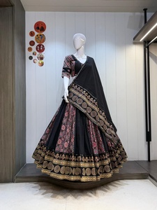 Women Jacquard Silk Lehenga Choli Set Embroidered Indian <b>Pakistani</b> Outfit Elastic Waist Wedding Party <b>Dress</b> - Product Image 2