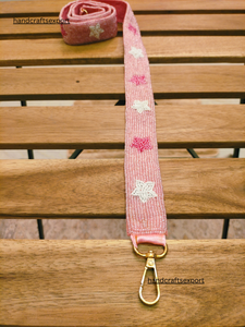 Pink Beaded Star <b>Strap</b> Sweet Style Fabric Handbag Accessory Fashionable <b>Shoulder</b> Bag Belt - Product Image 3