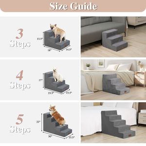Escalier pour animaux de compagnie pour lit et canapé, pour chiens et chats âgés, avec housses amovibles et lavables, et base antidérapante pour chiens - Product Image 3