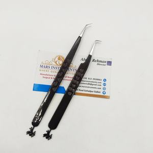 Pince à épiler isolante marron pour extensions de cils, en acier inoxydable, avec logo personnalisé, découpée par CNC - Product Image 1