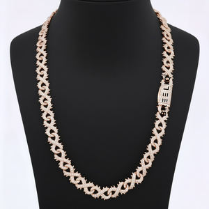 Collier personnalisé à maillons infinis en or blanc massif 14 carats avec diamants de laboratoire, collier de luxe pour un look audacieux - Product Image 6