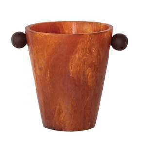 Cubo de hielo de resina artesanal con diseño en espiral y asas de bola, enfriador de vino y botellas, para fiestas, bar y decoración del hogar - Product Image 1