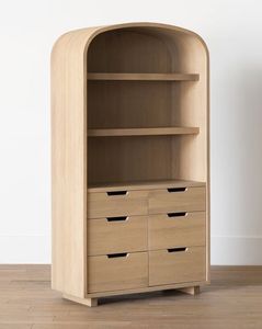 Premium <b>Solid</b> Teak <b>Wood</b> Cabinet Combo Drawer Chest Decorative Arch Shape Library Bookshelf - Product Image 3