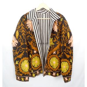Amazing Look Cotrise Embroidery Floral Quilted Autumn Winter <b>Jacket</b> Women's Regular Length <b>Mandarin</b> <b>Collar</b> Full Sleeve Button - Product Image 6