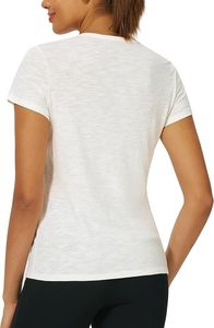 Women's <b>White</b> <b>Cap</b> <b>Sleeve</b> Crew Neck <b>T</b>-<b>Shirt</b> Loose Fit Solid Color Casual Style 100% Cotton Breathable Jersey Fabric Spring Summer - Product Image 3