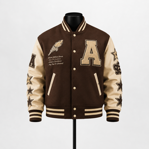 Men’s Varsity <b>Jacket</b> Custom Letterman <b>Jacket</b> Wool Body PU Leather Sleeves Snap Button Baseball Bomber <b>Jacket</b> - Product Image 1