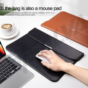 Genuine Leather <b>Laptop</b> <b>Sleeve</b> Case for 13 14 15 Inch Computer Protective Cover with Hasp Closure Modern Design Brown Color - Product Image 2