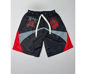 Ensemble deux pièces streetwear pour homme : veste coupe-vent en nylon, sweat à capuche et short avec logo brodé flamme – Tenue d'été personnalisée - Product Image 5