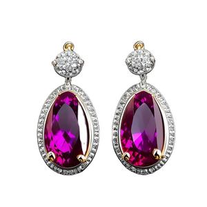 Pendientes de Venta caliente Turmalina Piedras preciosas 925 Plata de Ley 18K Chapado en oro para mujer Pendiente - Product Image 1