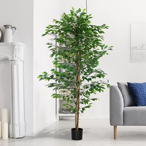 Albero di Ficus Artificiale da Interno 6 Piedi con Vaso per Arredamento Casa Ufficio Soggiorno Albero Finto di Qualità - Product Image 6
