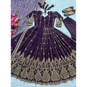 Robe de soirée design Anarkali avec séquence et broderie - Product Image 2