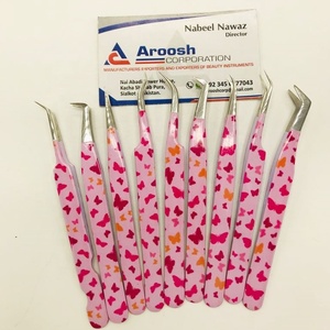 Pinzas de extensión de pestañas de mariposa de acero inoxidable de alta calidad, Punta puntiaguda de volumen de impresión de papel, pinzas de pestañas al por mayor - Product Image 5