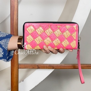 Cartera de lujo occidental con cremallera y patrón de cuero a cuadros auténtico, la más vendida, tarjetero para tarjetas de crédito y cajero automático - Product Image 1
