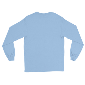 T-shirt unisexe à manches longues bleu clair avec broderie graphique, col rond, décontracté, en mélange de coton, pour un usage quotidien et une mode décontractée - Product Image 2