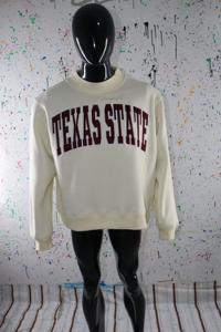 Sudadera TEXAS STATE CREAM con cuello alto, 100% marrón, con apliques bordados, cuello ancho, hilos finos - Product Image 2