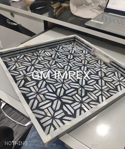 Bandeja de servicio de madera de hueso de tamaños personalizados hechos a mano para el hogar y la sala de estar, bandeja de comida y otomana, decoración del hogar - Product Image 2