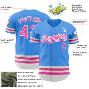 ชุดกีฬาเบสบอลแบบมืออาชีพสั่งทำพิเศษ ปักโลโก้ด้วยเทคนิค Sublimation แห้งเร็ว ระบายอากาศได้ดี ติดกระดุม ชุดยูนิฟอร์มทีม - Product Image 2