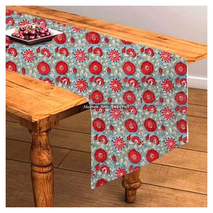 High Quality Flower Printed Table <b>Runner</b> Cotton Fabric Hand Block Print For Wedding Dinning Kitchen For Wedding Event Home Decor - Product Image 5