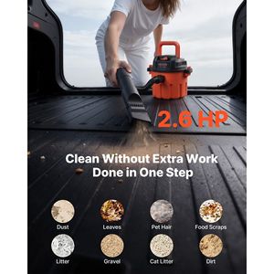 Aspiradora de Polvo Portátil de 800W, 2.6 Galones, con 2.5 HP de Potencia Máxima, Varias Boquillas, Manguera de 1.25 Pulgadas de Diámetro x 4 Pies - Product Image 2