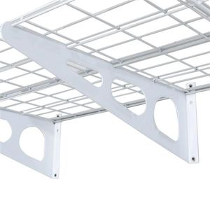 Set di 2 Mensole Galleggianti Bianche 2x6ft (61x183cm), Scaffale per Garage, Organizzatore in Ferro e Tessuto per Casa e Cucina - Product Image 4