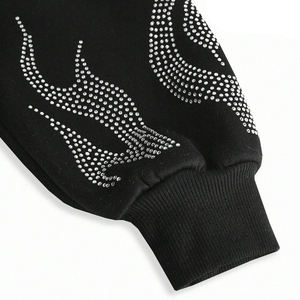 Sweat-shirt à capuche en molleton de coton pour femme, hiver, avec strass, imprimé personnalisé, design surdimensionné avec cristaux scintillants - Product Image 5