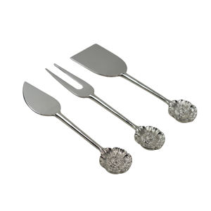 Ensemble de couteaux à fromage en métal argenté avec manche fleuri, style tendance, pour restaurants et hôtels, couteaux à beurre - Product Image 1