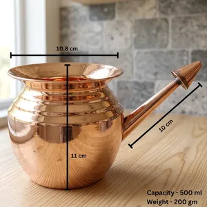 Medieval Edge ME-CNP-01 Pot Neti Ayurvédique en Cuivre Pur, Grande Taille, pour une Respiration Améliorée, Fabrication Indienne, pour Irrigation Nasale et Massage - Product Image 3