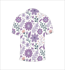 Custom <b>White</b> Purple Floral Print <b>Polo</b> Shirt Short Sleeve Breathable Casual Golf Uniform T Shirt for Men - Product Image 2