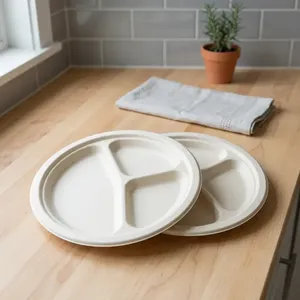 Best Quality 9 Inch <b>Pulp</b> Moulded Half Plate Eco Friendly Compostable Water Resistant Modern Luxury Disposable Tableware for - Product Image 2