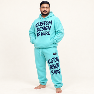 Conjunto Deportivo con Estampado Gráfico Unisex, Sudadera con Capucha Personalizada, Mangas Decoradas, Pantalones Jogger, Cintura con Cordón, Estilo Urbano Holgado - Product Image 2