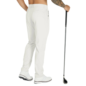 Pantalon de golf blanc pour homme, respirant, tissé, style décontracté uni, fermeture boutonnée - Product Image 3