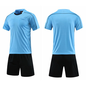 Uniforme d'arbitre de football professionnel pour hommes, ensemble de maillot de football à col en V, manches courtes, séchage rapide, respirant, 100% polyester, chemise d'arbitre - Product Image 1