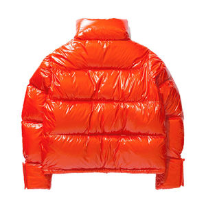 Men's Red Puffer Jacket Stand Collar Zipper Closure Quilted Windproof Down Filled <b>Winter</b> <b>Coat</b> Casual Style Short Length - Product Image 4