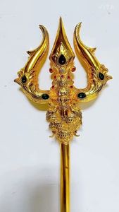 ตรีศูลพระศิวะแกะสลักจากเขาควายทำมือ พร้อมด้ามจับ รูปปั้นโบราณ งานศิลปะเลียนแบบ ของสะสม ของตกแต่ง ของขวัญ - Product Image 5