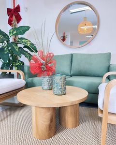 Luxury Teak Wood <b>Sofa</b> Set with Lounge Chairs and Round Coffee <b>Table</b> for Hotel Villa Living Room Furniture - Product Image 4