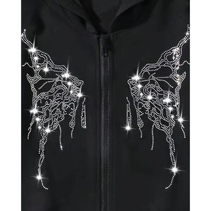 Chándales con capucha de alta calidad, estilo vintage, 100% algodón, con estampado digital y pedrería, para mujer, tallas grandes, ropa urbana a buen precio. - Product Image 4