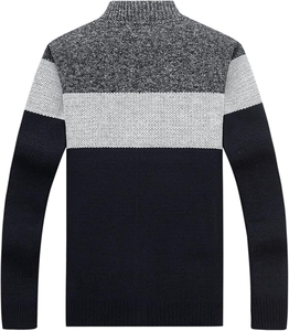 Suéter de Punto Personalizado para Hombre, Chaqueta de Invierno con Cierre, Cárdigan de Bloques de Color, Tejido de Punto, Venta al Por Mayor OEM - Product Image 2