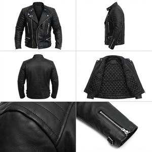 Chaqueta de Cuero de Lujo para Hombre, Estilo Motero, Casual, para Motociclismo - Product Image 2