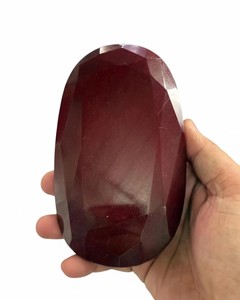 Cabochon de rubis chauffé, taille ovale, grande taille, rouge profond, poli et facetté, pour la fabrication de bijoux, la guérison et la décoration - Product Image 5