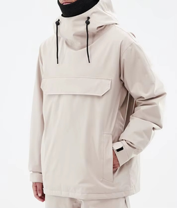 Chaqueta de esquí impermeable con capucha para hombre, de poliéster, con cierre de cremallera y bolsillo en el pecho, color gris, para esquí y nieve - Product Image 6