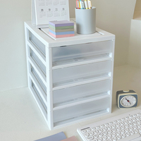 Meuble de rangement de bureau empilable à 4 niveaux en plastique transparent A4, moderne et compact, fabriqué en Corée, prêt à l'emploi pour la maison et le bureau