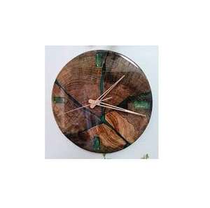Horloge murale en métal, bois et résine époxy, finition polie, personnalisable, luxe, idéale pour offrir, décoration intérieure, pour restaurant, hôtel - Product Image 4