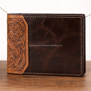 Genuine Leather Bifold <b>Wallet</b> for Men Handmade Tooled Leather <b>Wallet</b> Vintage Slim Card Holder <b>RFID</b> Minimalist <b>Wallet</b> Custom Logo - Product Image 2