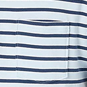 Polo homme rayé à manches courtes de qualité supérieure avec poche poitrine, coupe classique, décontracté, tissé, bleu et blanc - Product Image 6
