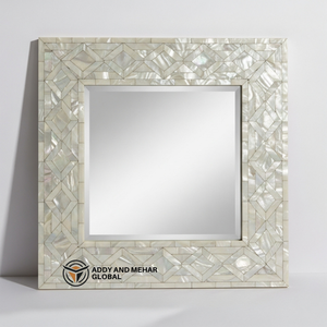 Miroir mural de mariage Art Déco de luxe, rond, incrusté de nacre, fait main, motif écailles de coquillage, décoratif - Product Image 6