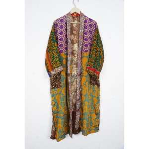 Kimono rayé 100 % soie de style japonais traditionnel, respirant, doux et confortable, taille unique, pour l'été, la nuit, la mariée ou la plage, avec ceinture - Product Image 4