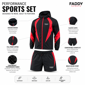Custom Logo <b>Waterproof</b> Windbreaker Jacket and Shorts Nylon Sportswear Set Gym Training Running Activewear <b>Suit</b> <b>for</b> <b>Men</b> - Product Image 6